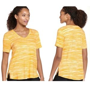 Jockey Yellow Stretch V-Neck Tee With Side Slits NEW Small